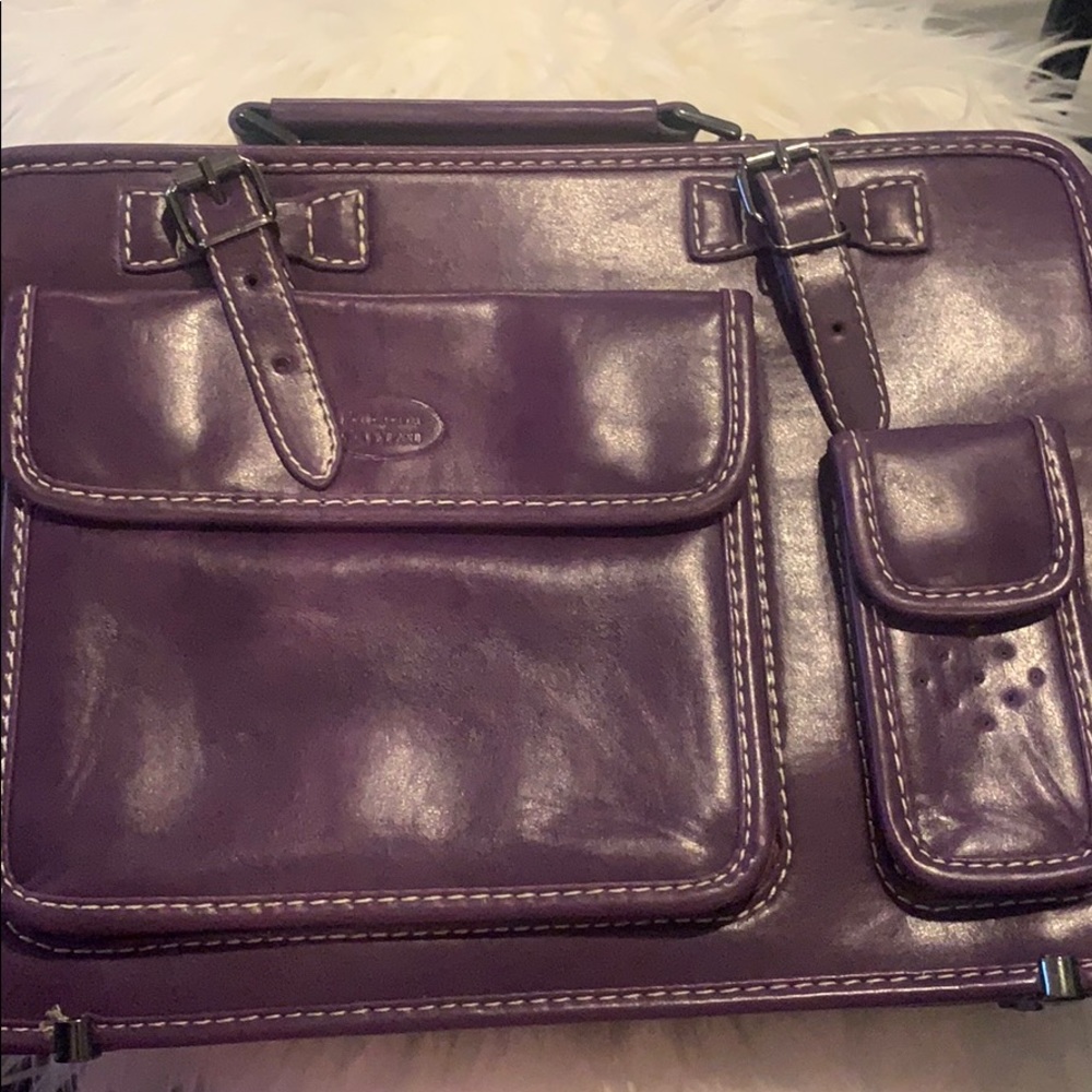 Genuine leather crossbody briefcase